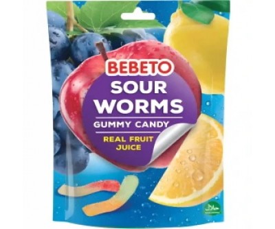 پاستیل کرم شکری Sour Worms طعم میوه های طبیعی - ۶۰ گرم